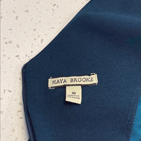 Maya Brooke Embellished Neck Midi Sheath Dress Teal Women’s 18 Plus - Picture 2 of 8